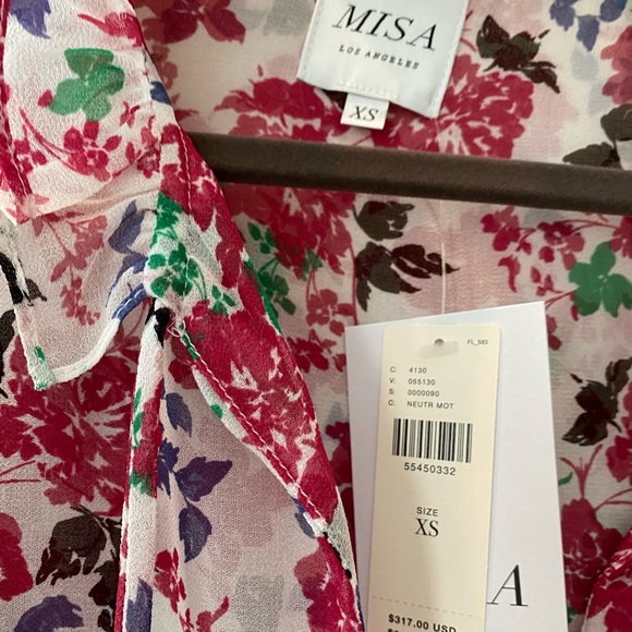 NWT Misa Los Angeles Delilah Floral Mini Dress in Neutral Motif - Picture 7 of 7